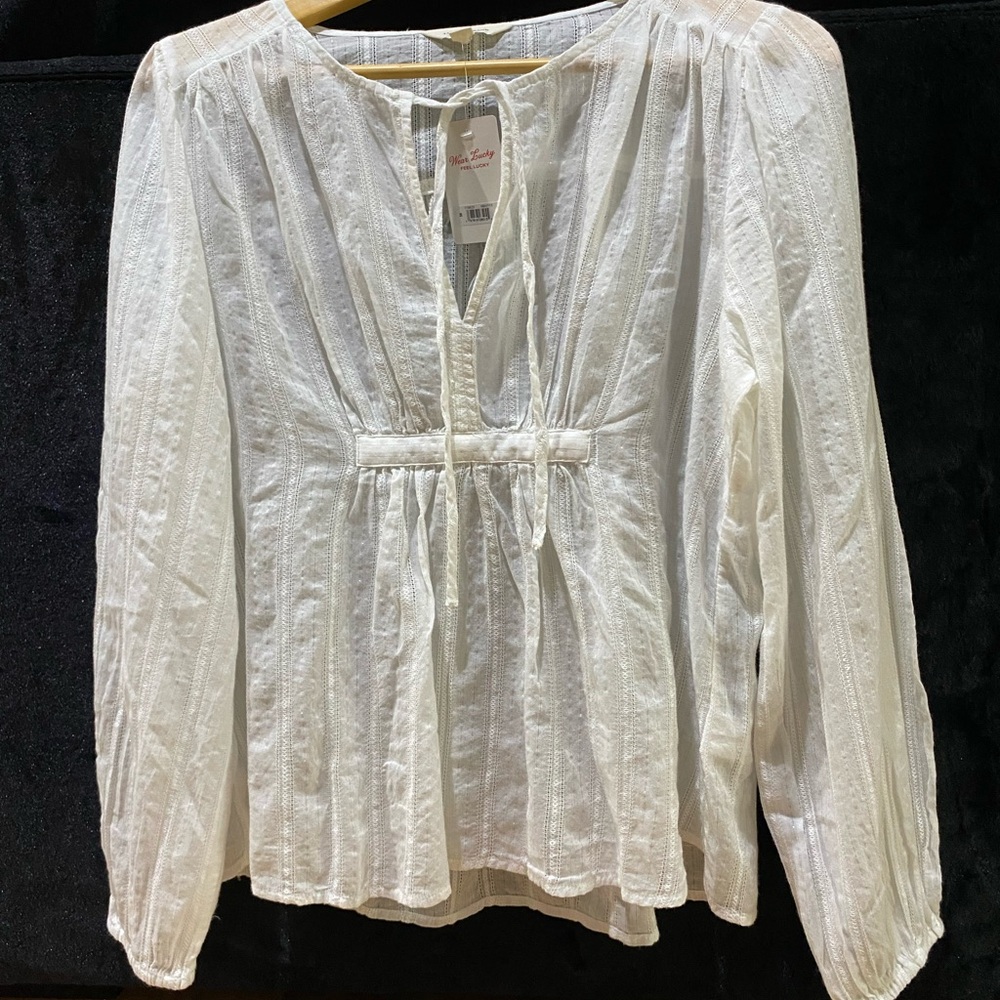 White Long-Sleeve Blouse, NWT